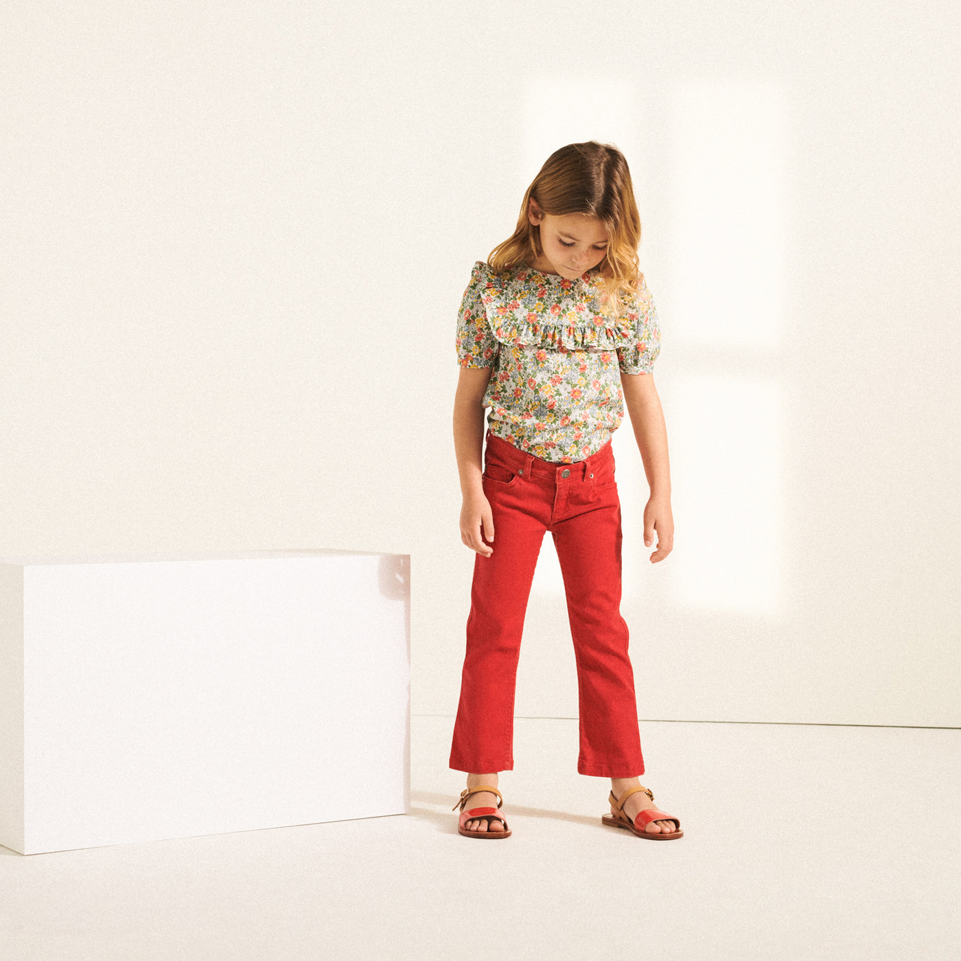 look porté fille été 2022 pantalon et blouse liberty bonpoint