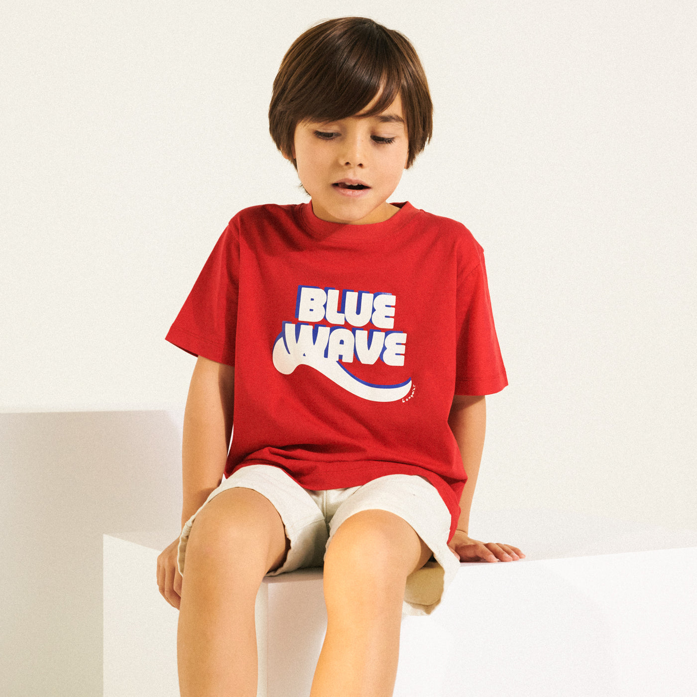 look porté garçon t-shirt rouge Bonpoint