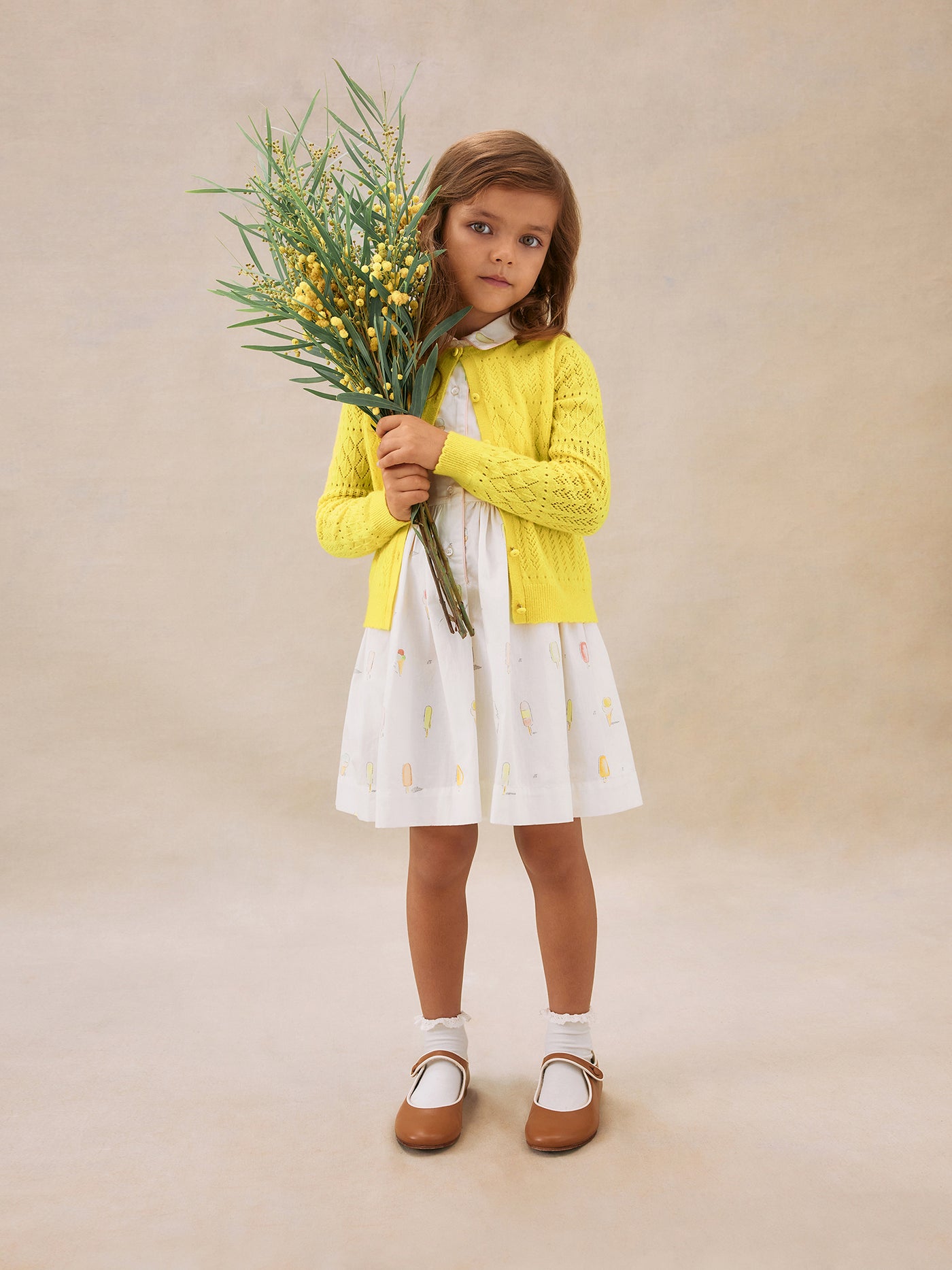 Look fille été 2025 Cardigan jaune