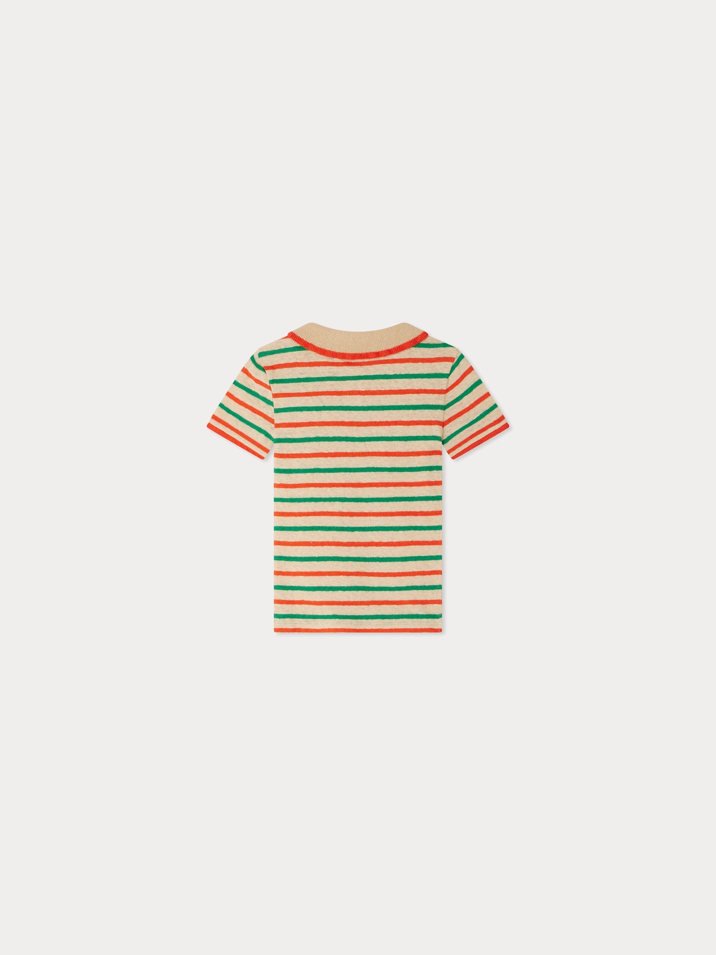T-shirt col polo rayé et brodé Edelyne en coton biologique