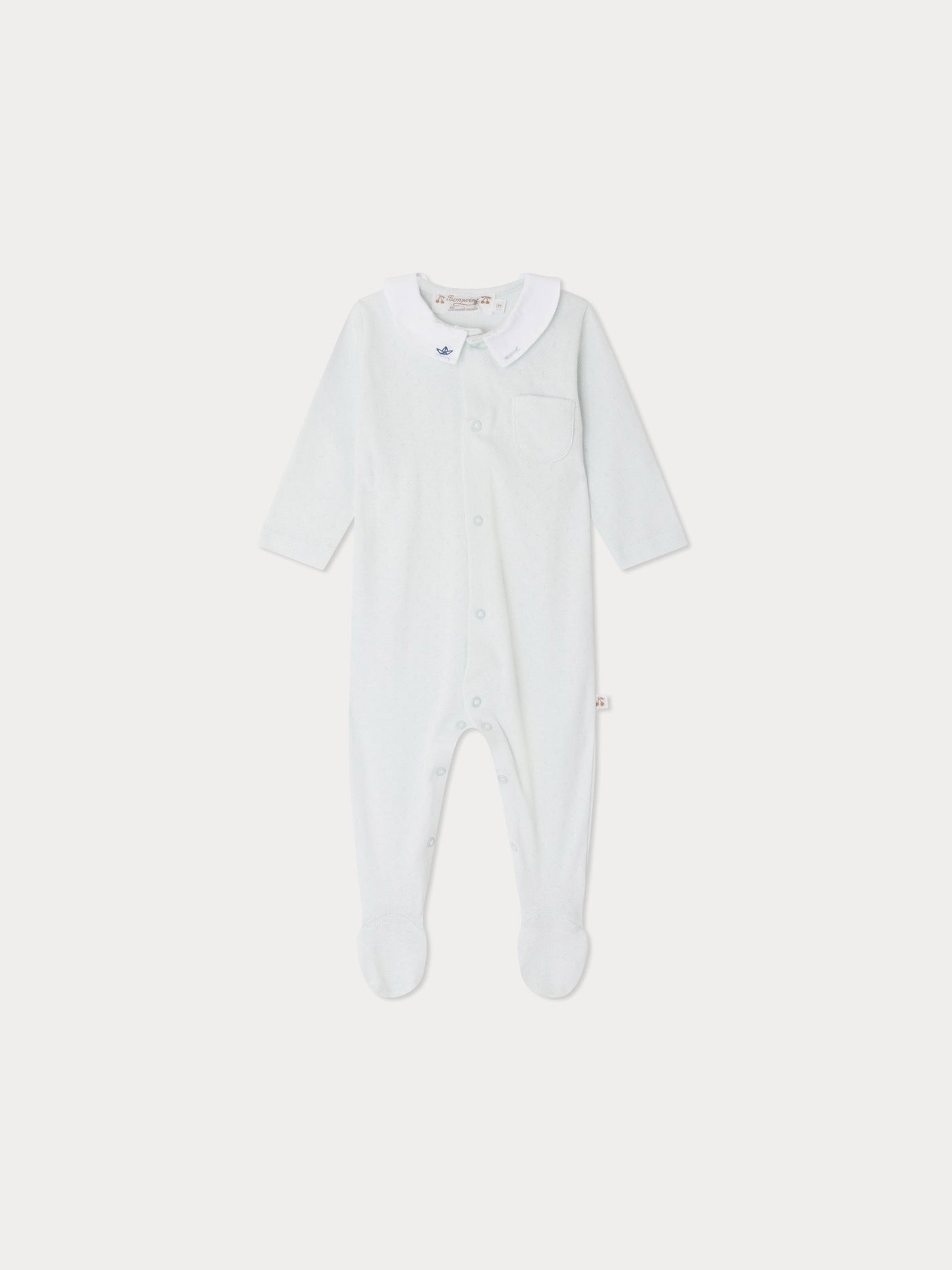 Pyjama Tilouan en maille pointelle à col brodé