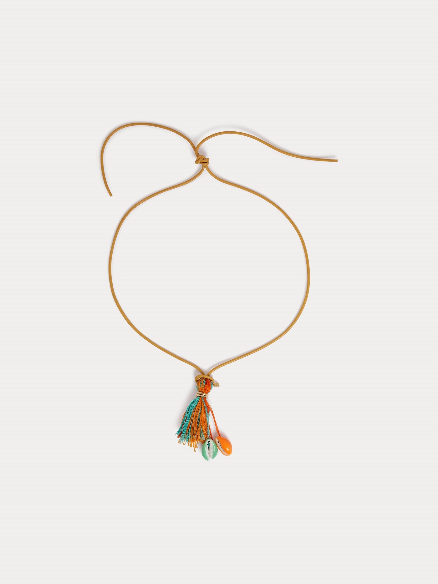 Collier pompon 2 coquillages vert