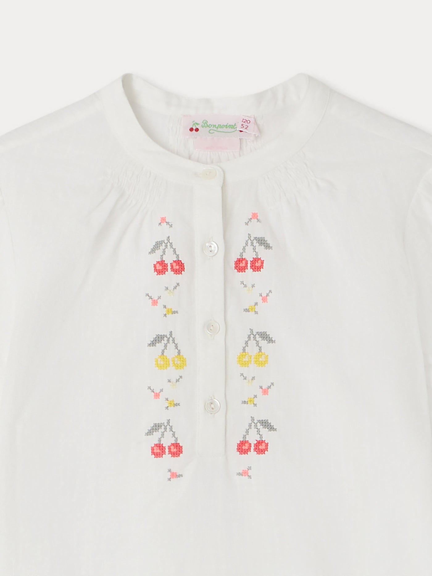 Blouse Greta blanche à broderies cerises