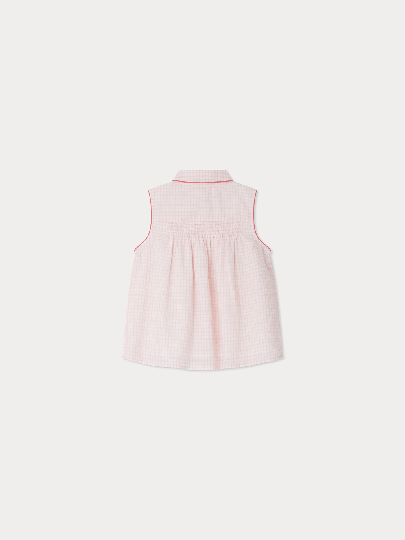 Blouse Fedra à carreaux smockée et brodée