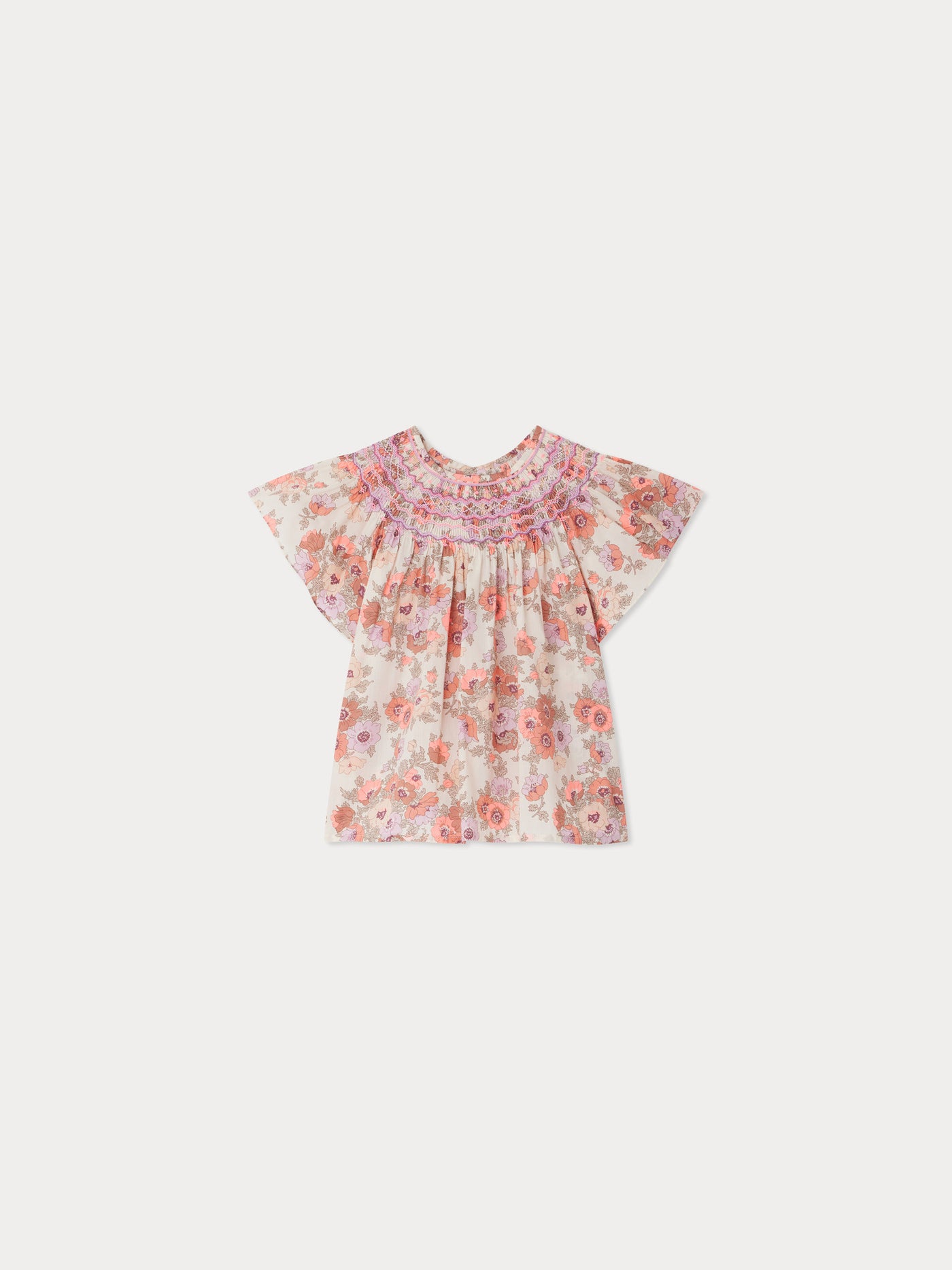 Blouse Adelice smockée et brodée en tissu Liberty