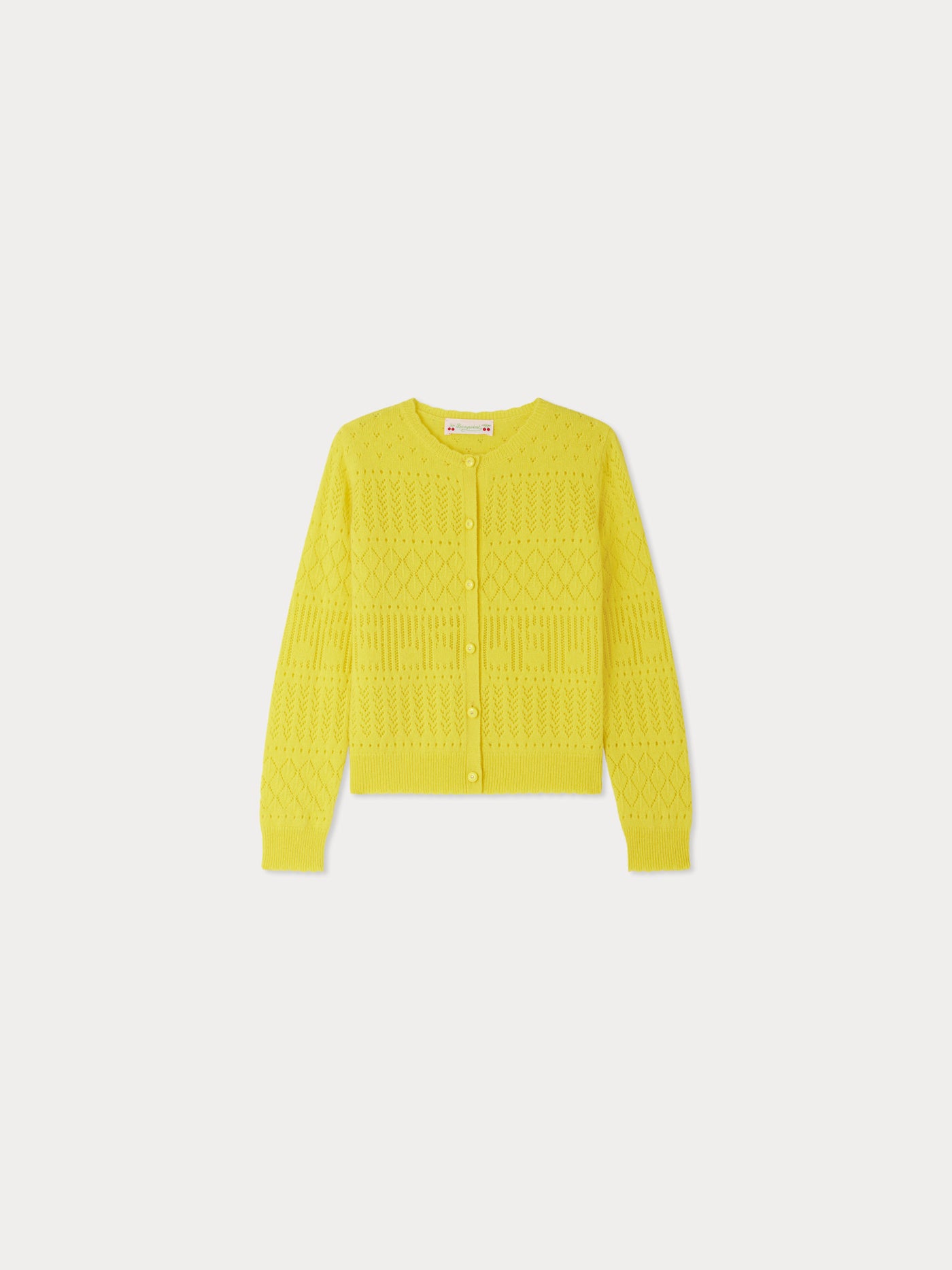 Cardigan Enza ajouré en cachemire jaune