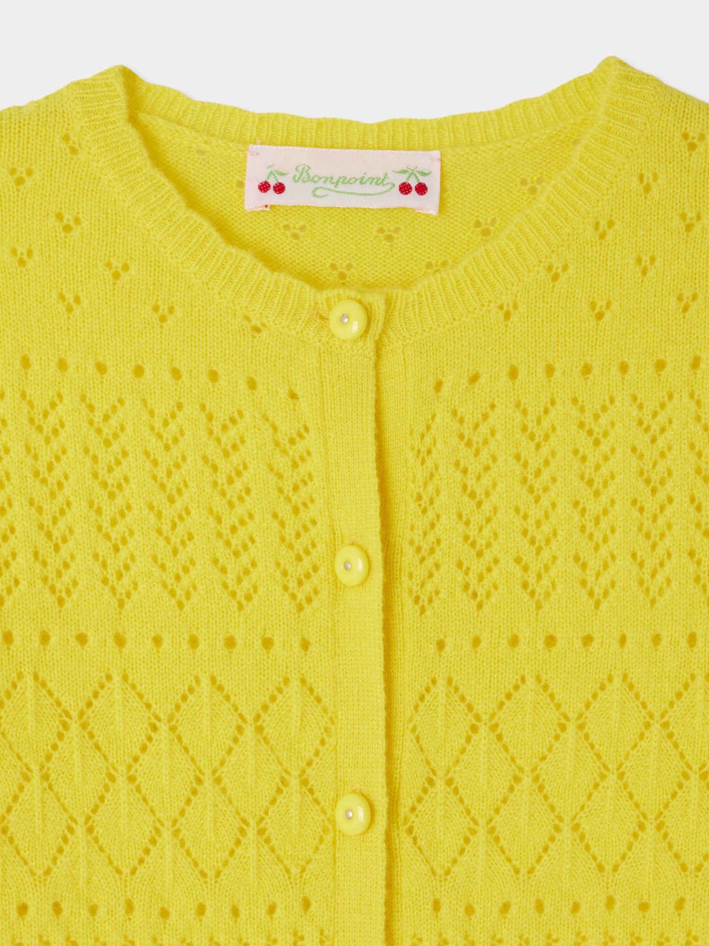 Cardigan Enza ajouré en cachemire jaune