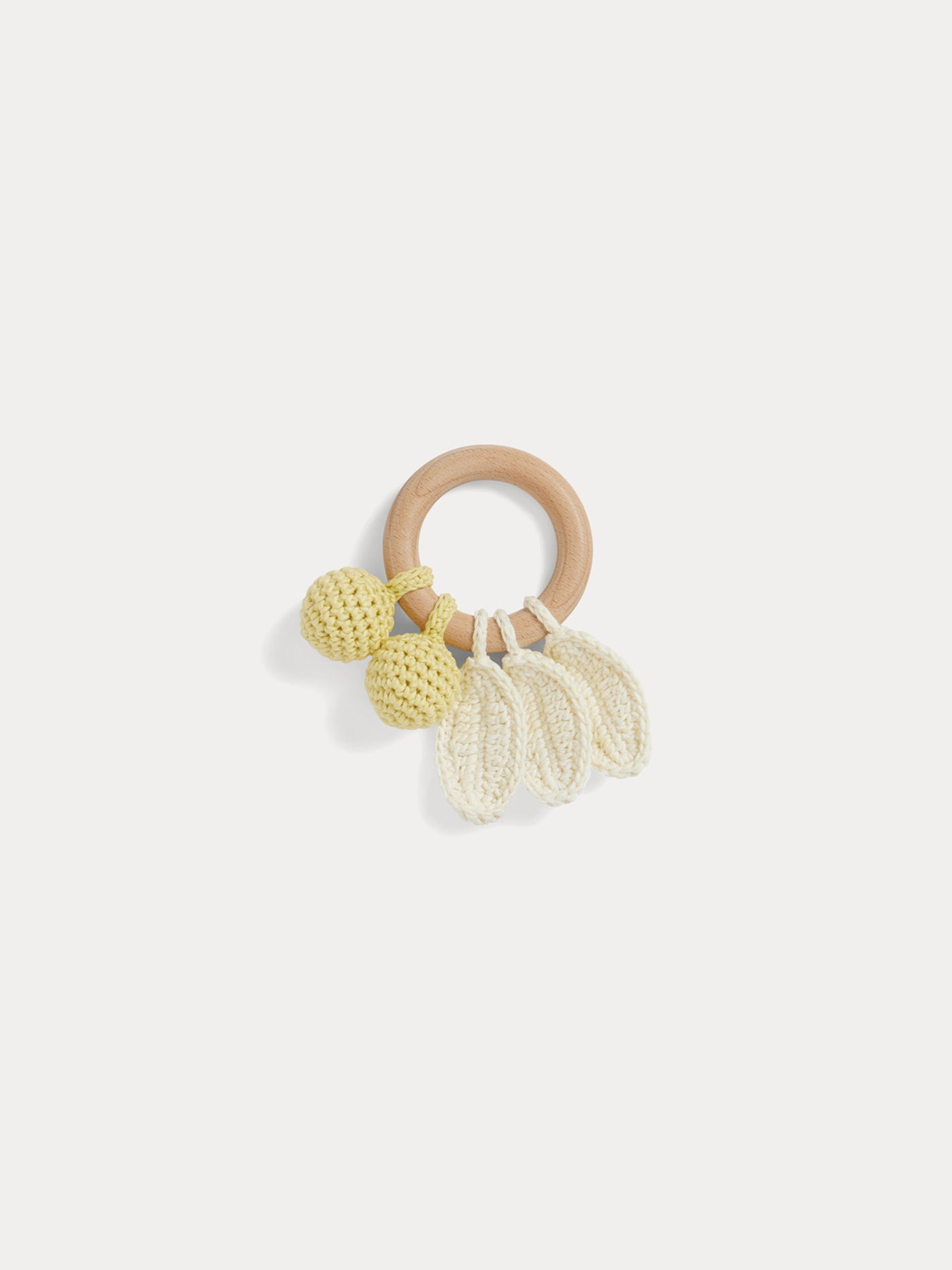 Hochet Becherrymini en tricot jaune