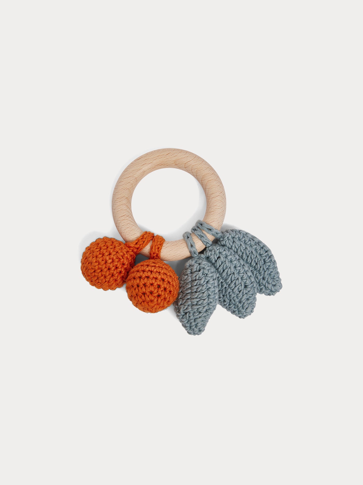 Hochet Becherrymini en tricot orange