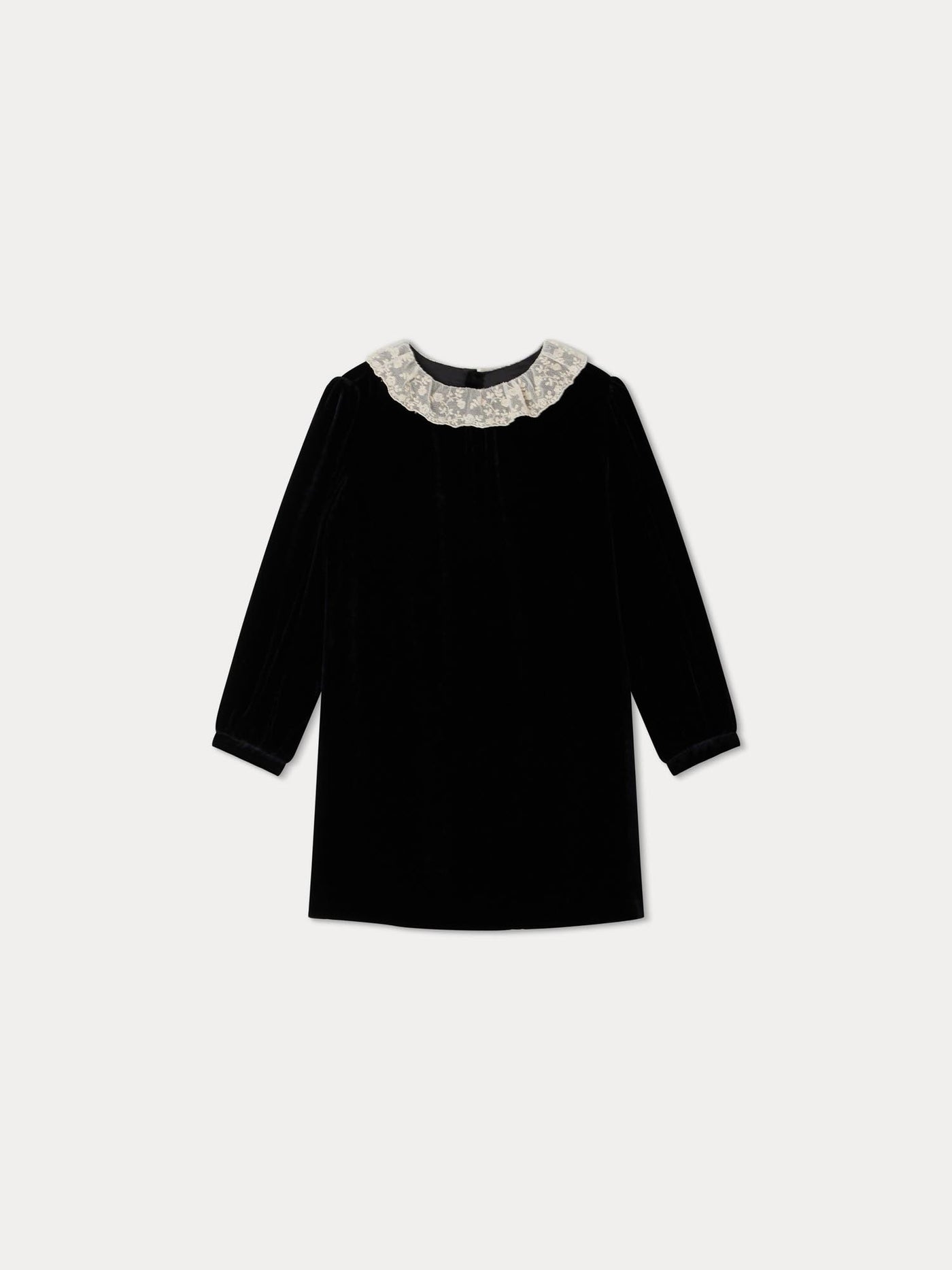 Robe Genevieve en velours avec un col brodé