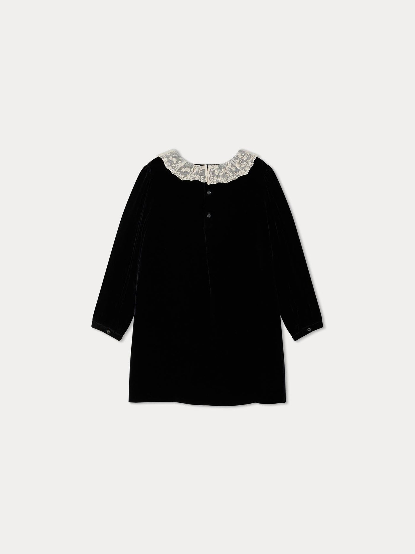 Robe Genevieve en velours avec un col brodé