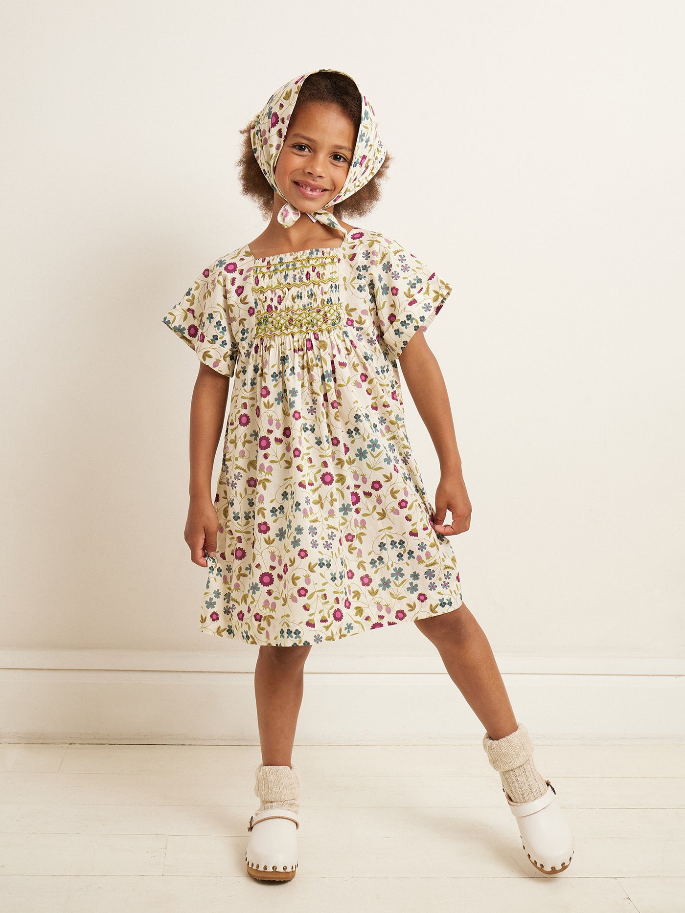 Robe smockée Paysanne écru