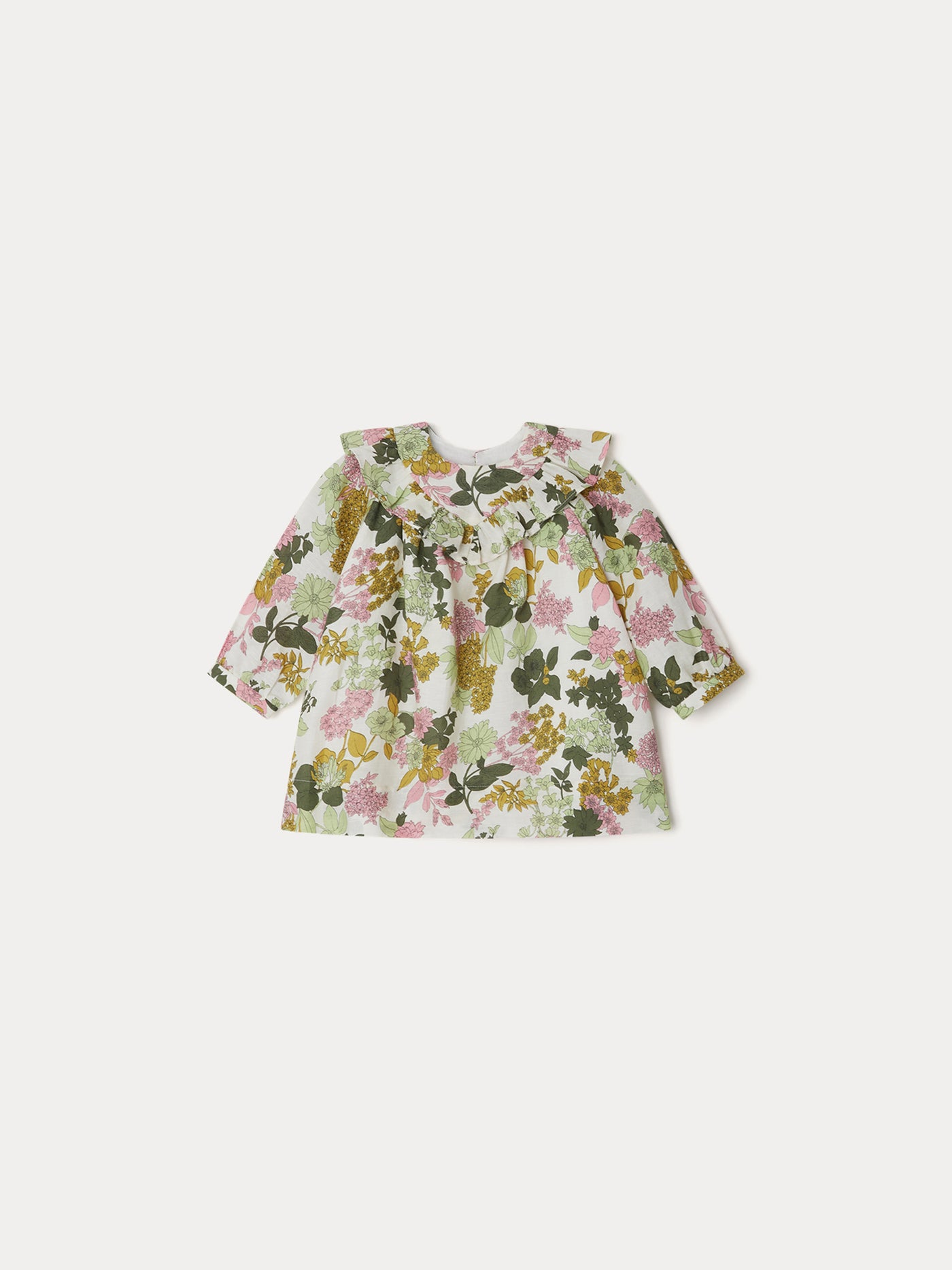 Robe Falbali fleurs ecru