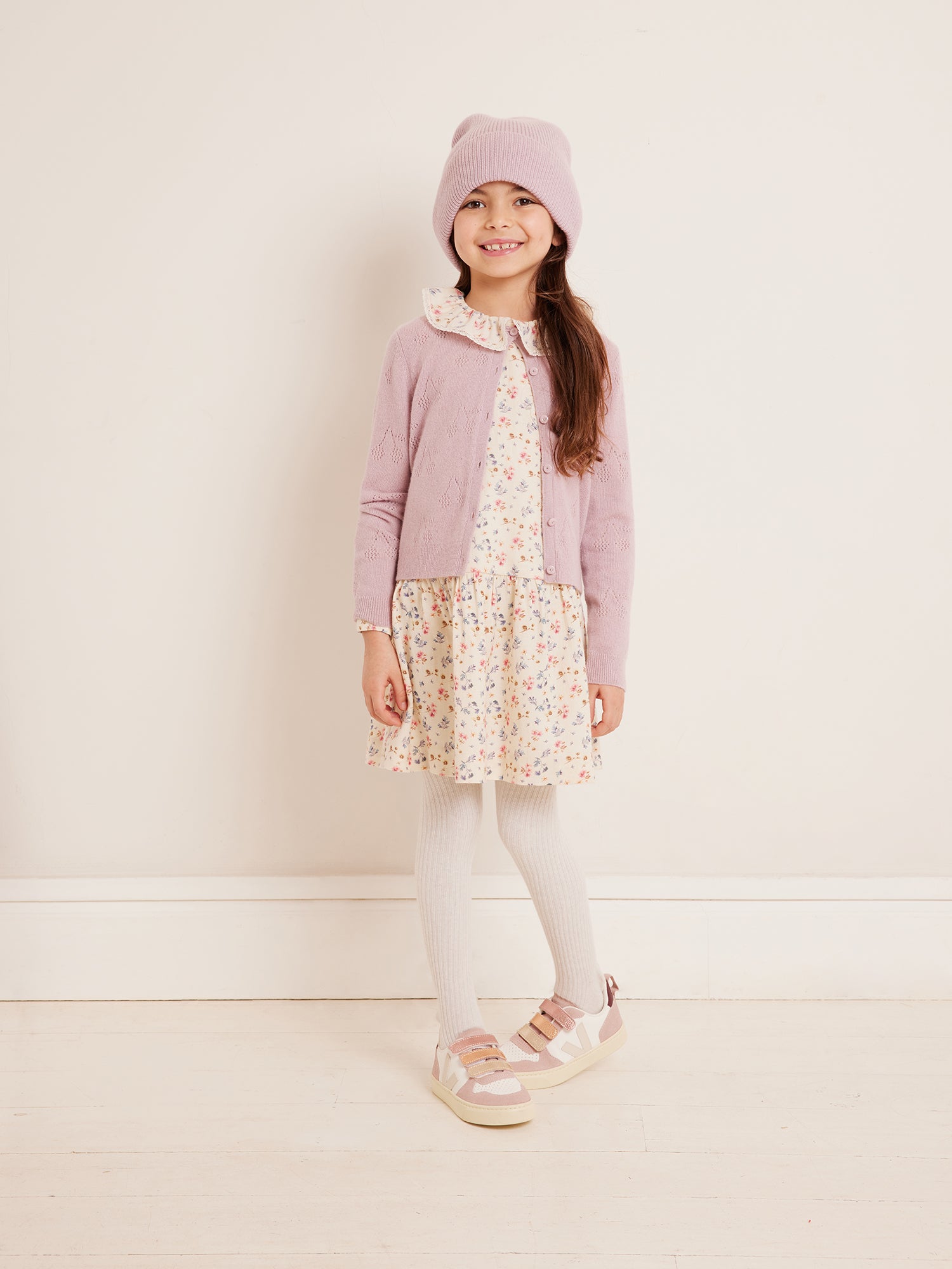 Look fille hiver 2023 cardigan rose pale Bonpoint