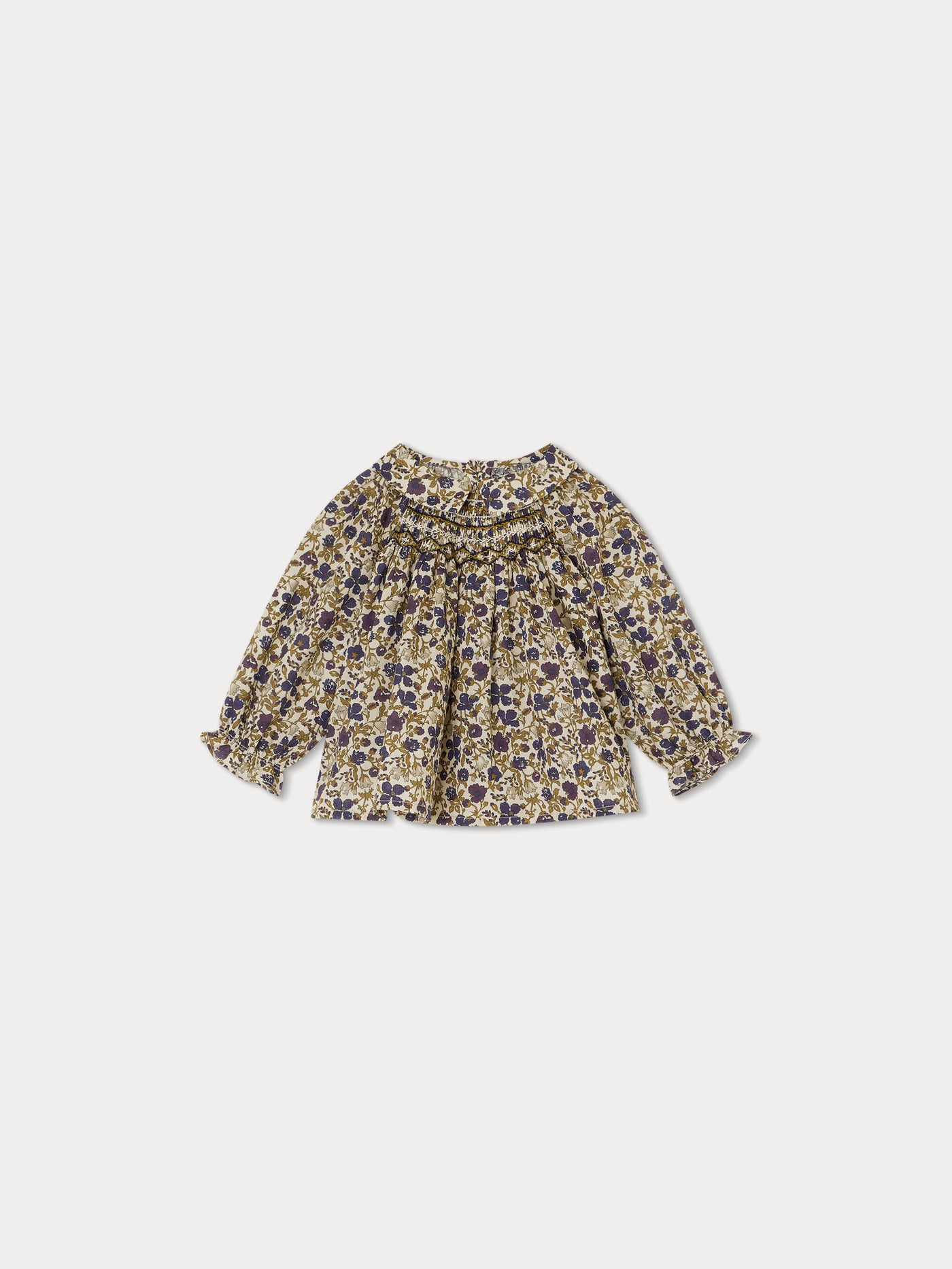Blouse smockée Pompon beige